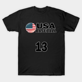 USA Baseball Number 13 T-shirt Design T-Shirt